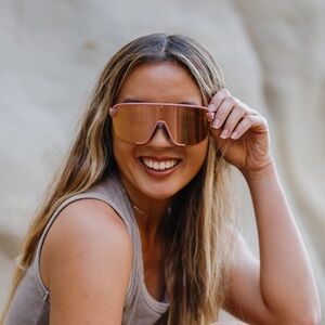 SMITH Polarized Bobcat Sunglasses Matte Chalk Rose​/ChromaPop Rose Gold Mirror